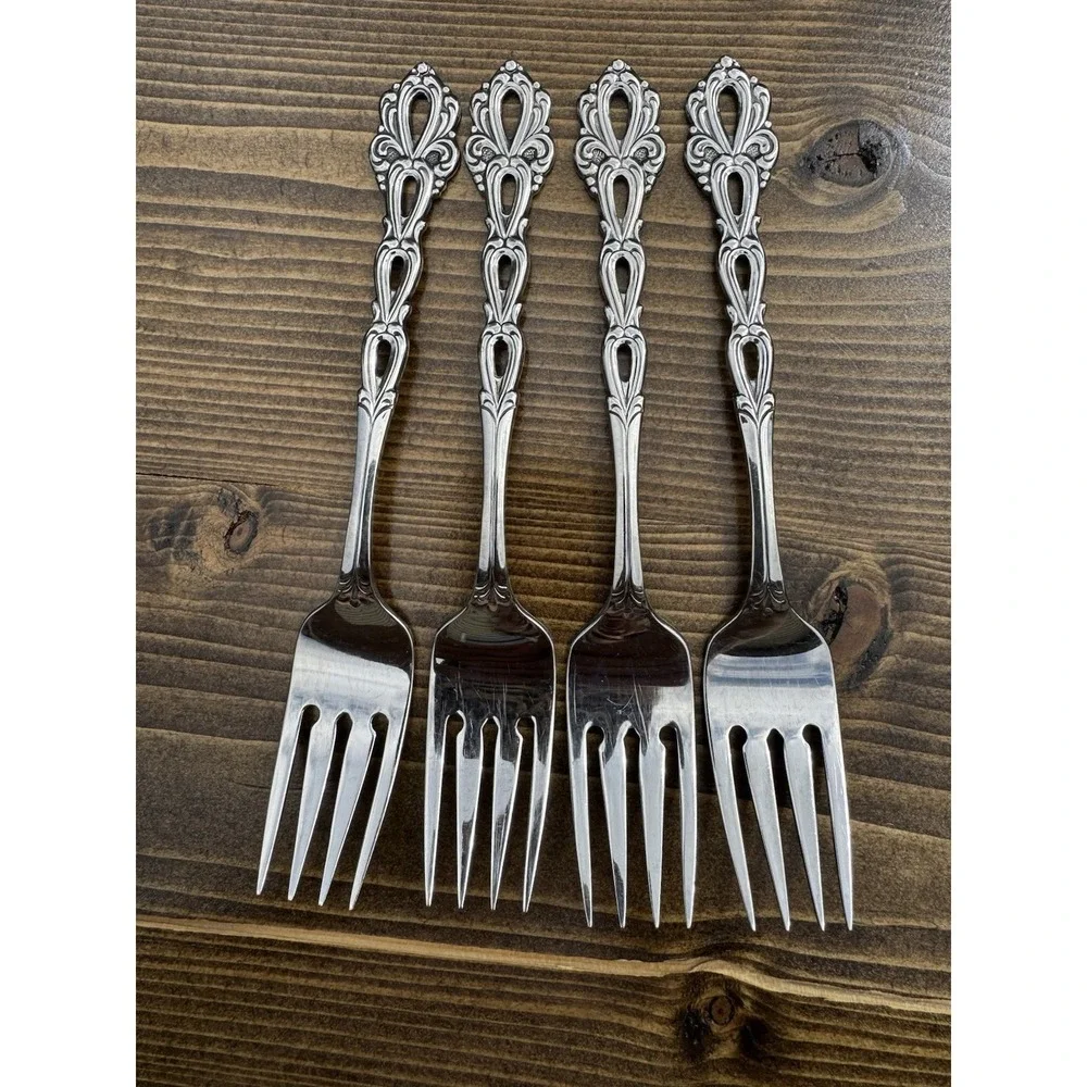 Vintage Oneida Community CHANDELIER Stainless Flatware Salad‎ Forks Set 4